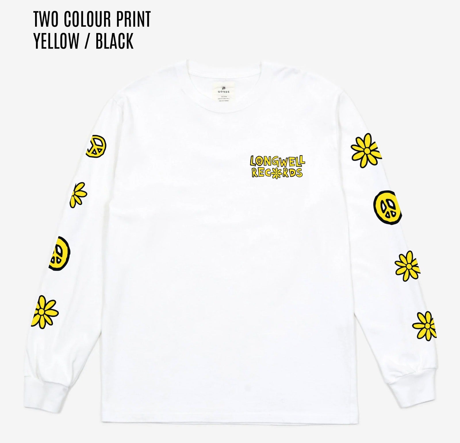 LONGWELL RECORDS 3 FEET HIGH WHITE LONG SLEEVE TOP PRE ORDER