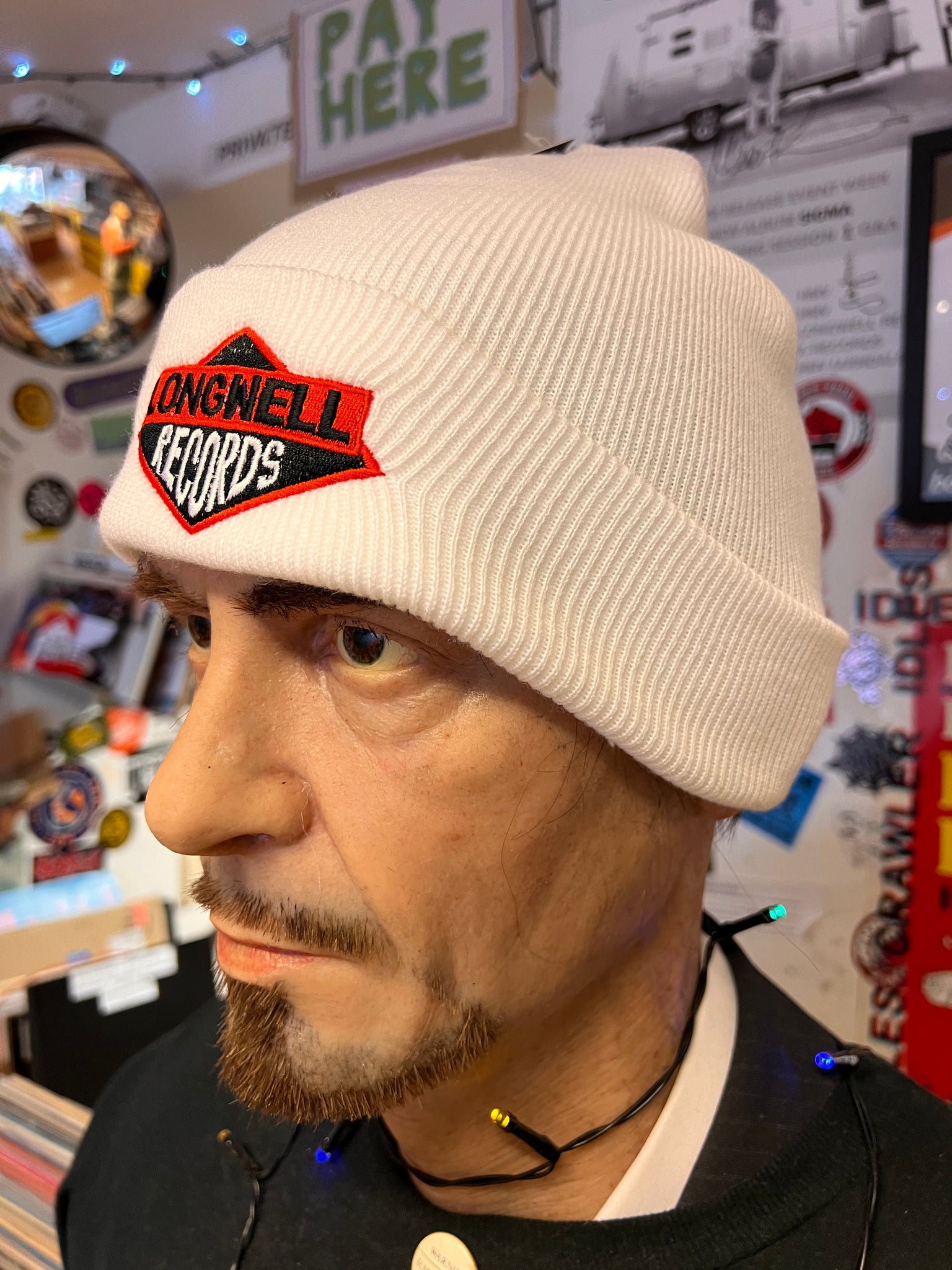 White Longwell records beanie hat winter 2023
