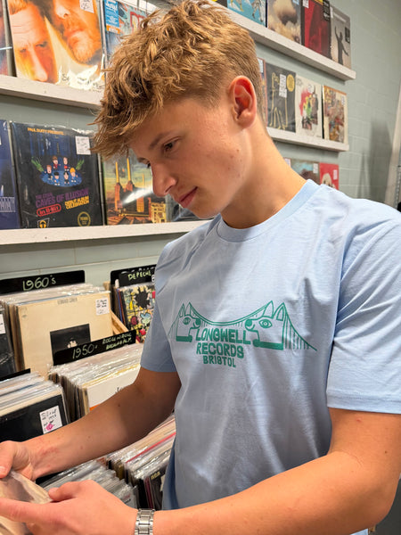 Bristol Longwell Records T SHIRT on organic cotton 2026 Blue Version