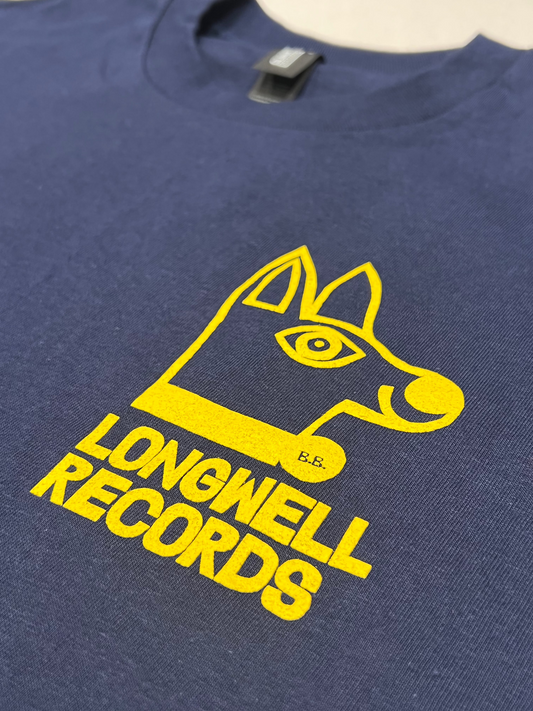 LONGWELL RECORDS 2025 NEW SEASON T SHIRT NAVY YELLOW PRINT