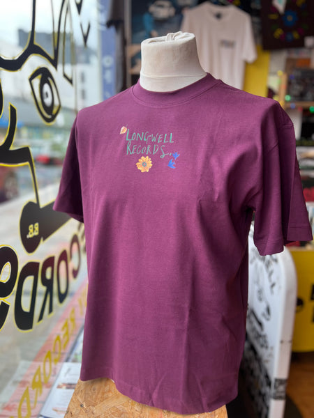 Laura Nye x Longwell Records Autumn Collection Tee Shirts Powder BLACKCURRANT organic tee