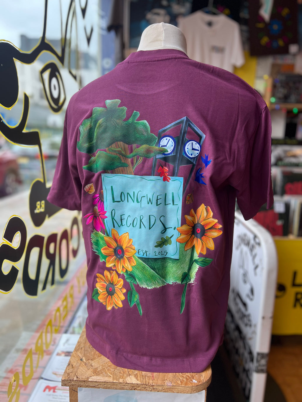 Laura Nye x Longwell Records Autumn Collection Tee Shirts Powder BLACKCURRANT organic tee