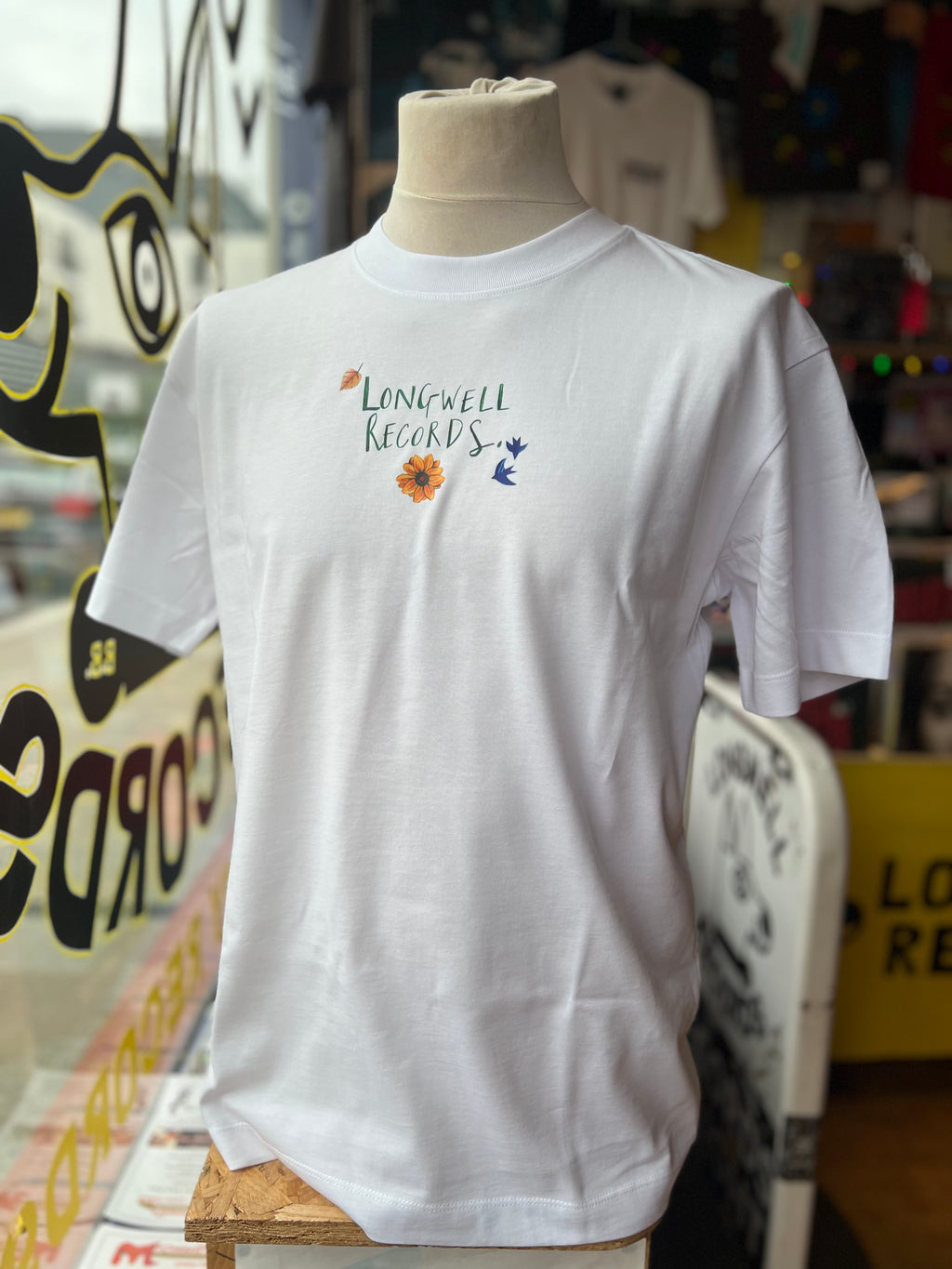Laura Nye x Longwell Records Autumn Collection WHITE organic Tee shirt