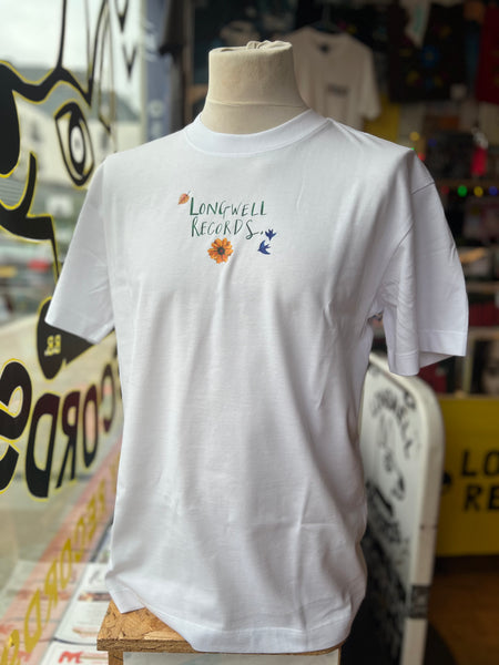 Laura Nye x Longwell Records Autumn Collection WHITE organic Tee shirt