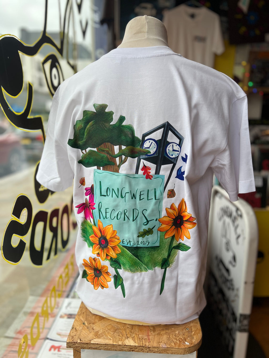 Laura Nye x Longwell Records Autumn Collection WHITE organic Tee shirt