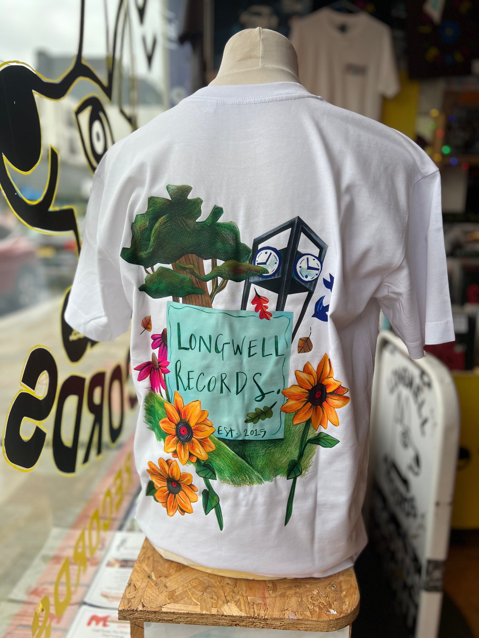 Laura Nye x Longwell Records Autumn Collection WHITE organic Tee shirt