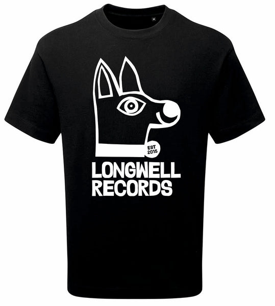 Longwell Records 2025 Dog logo T SHIRT Black WITH white print organic cotton