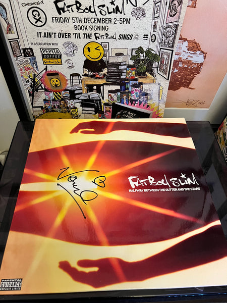SIGNED FATBOY SLIM HALFWAY BETWEEN THE GUTTER & THE STARS ALBUM PROFITS TO KEYNSHAM FOOD BANK