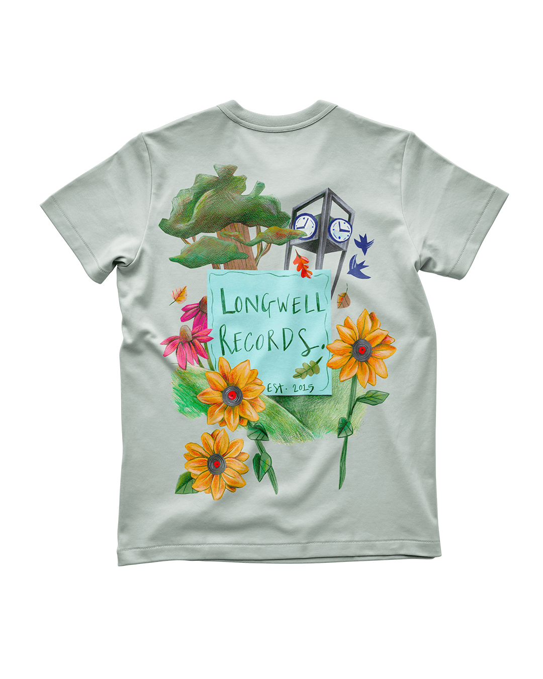 Laura Nye x Longwell Records Autumn Collection Ash Grey Tee shirt