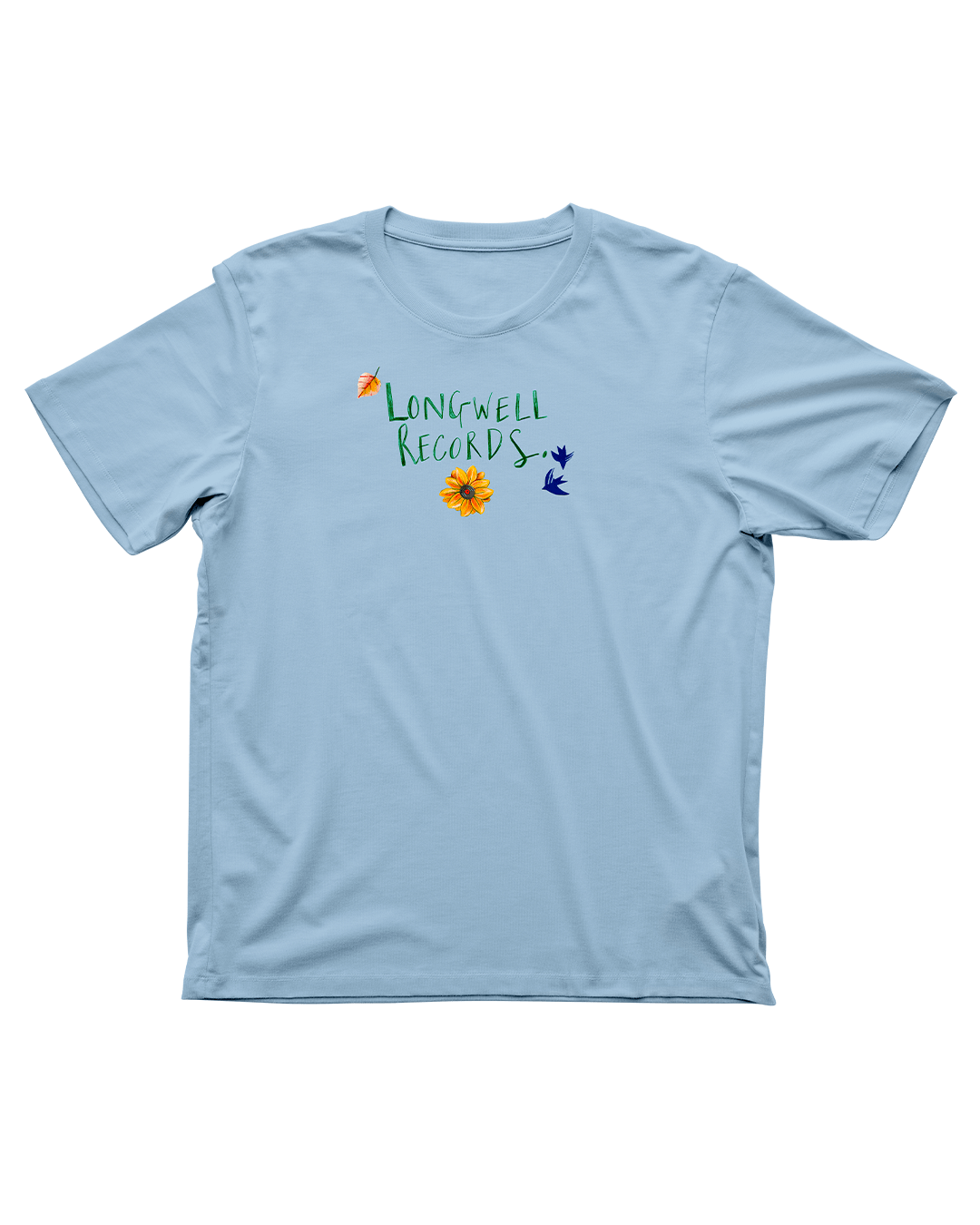 Laura Nye x Longwell Records Autumn Collection Tee Shirts Powder Blue organic tee