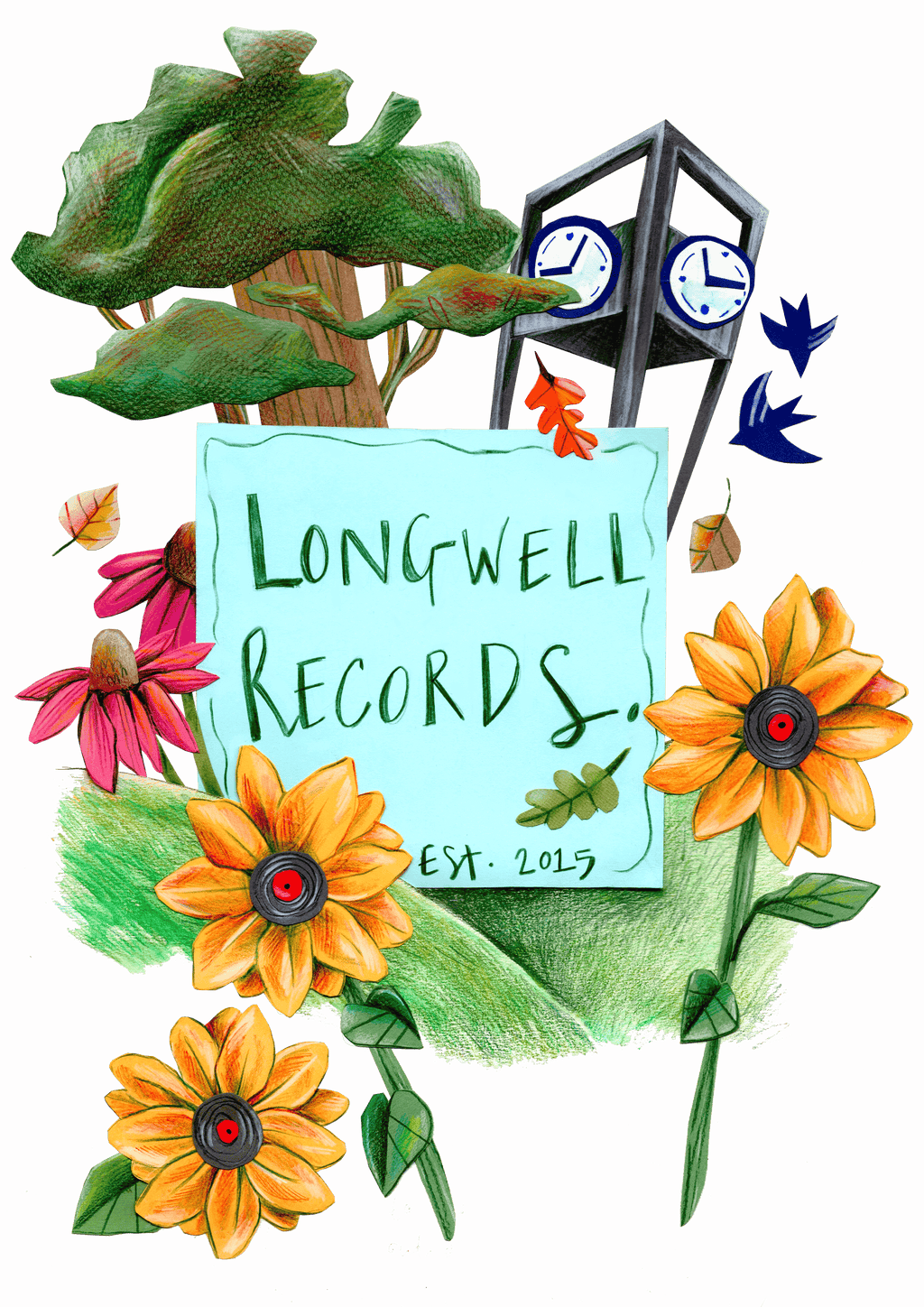 Laura Nye x Longwell Records Autumn Collection Hoodie Moss Green