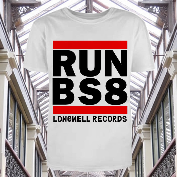 RUN BS8 LONGWELL RECORDS TEE SHIRT WHITE COTTON PRE SALE FEB 26