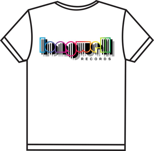 8th BIRTHDAY LONGWELL RECORDS T SHIRT DESIGN BY ACERONE PRE ORDER WHITE SCREEN PRINTED TEE