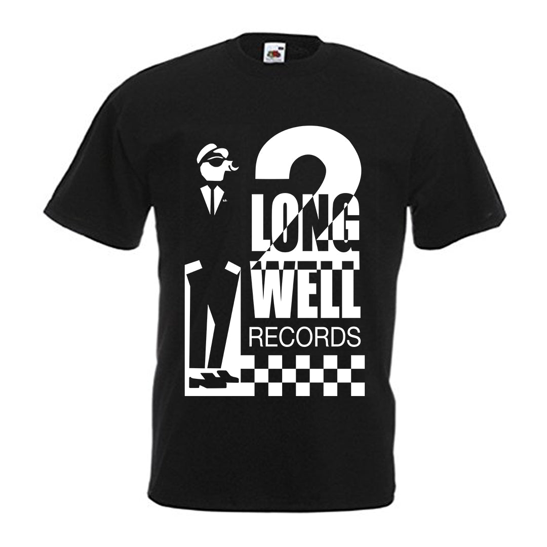LONGWELL RECORDS 2 TONE TEE T SHIRT BLACK COTTON WHITE PRINT JAN 2023